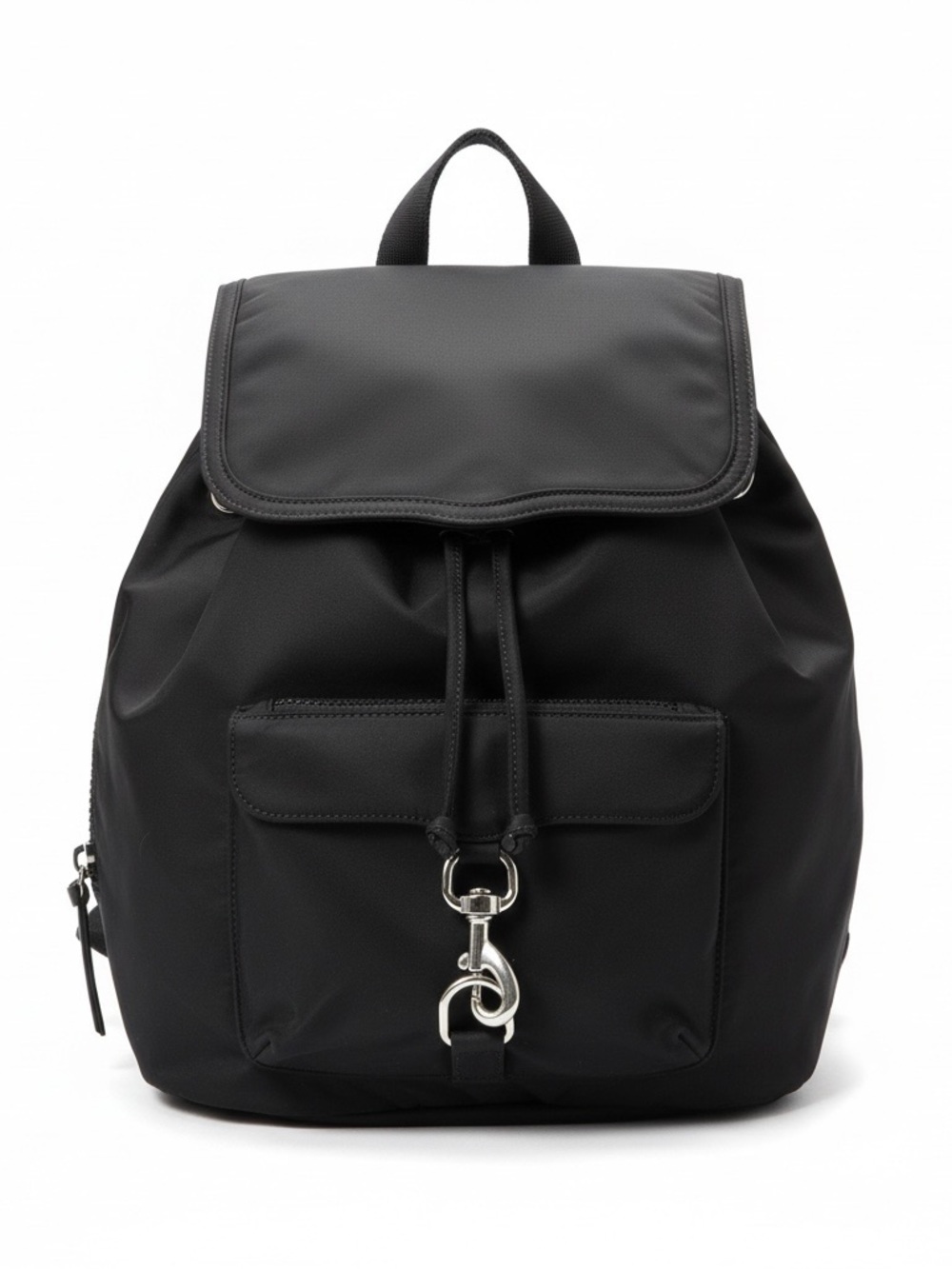 Black Rebecca Minkoff Nylon Backpack w/ Silver Tone Lobster Clasp Accent